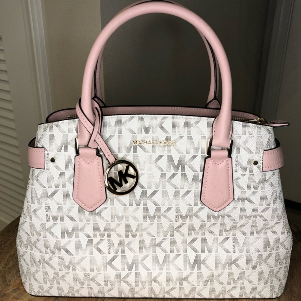 Michael Kors Lynn Large Satchel Vanilla/Pink